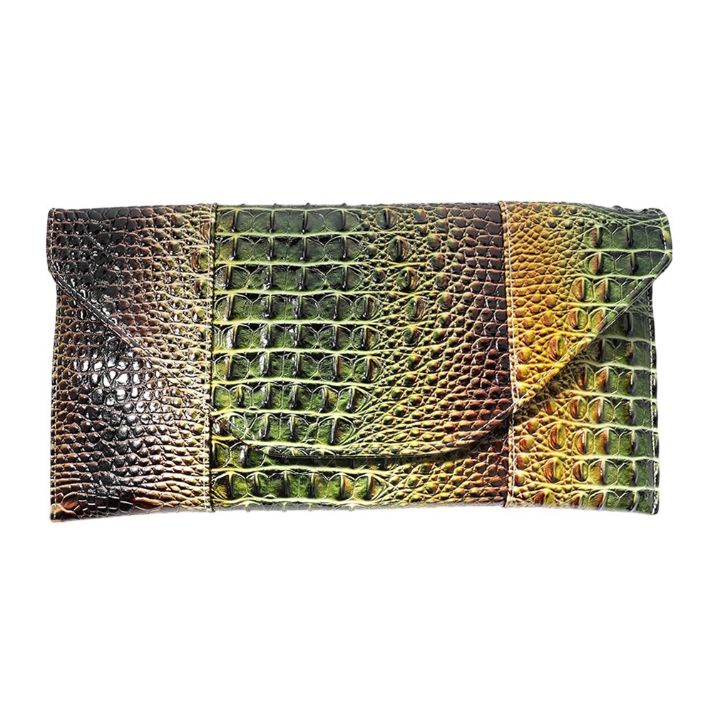 Animal Print Crocodile Skin Patterned Envelope Clutch Bag